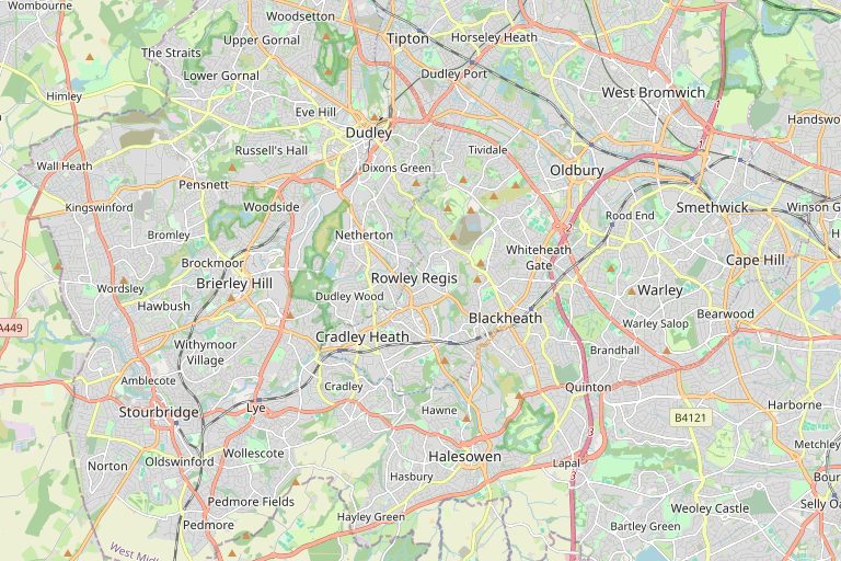 Map of Dudley and the surrounding area