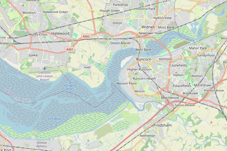 Map of Runcorn and the surrounding area