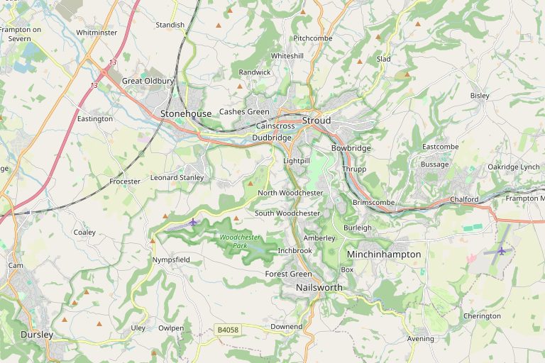 Map of Stroud and the surrounding area