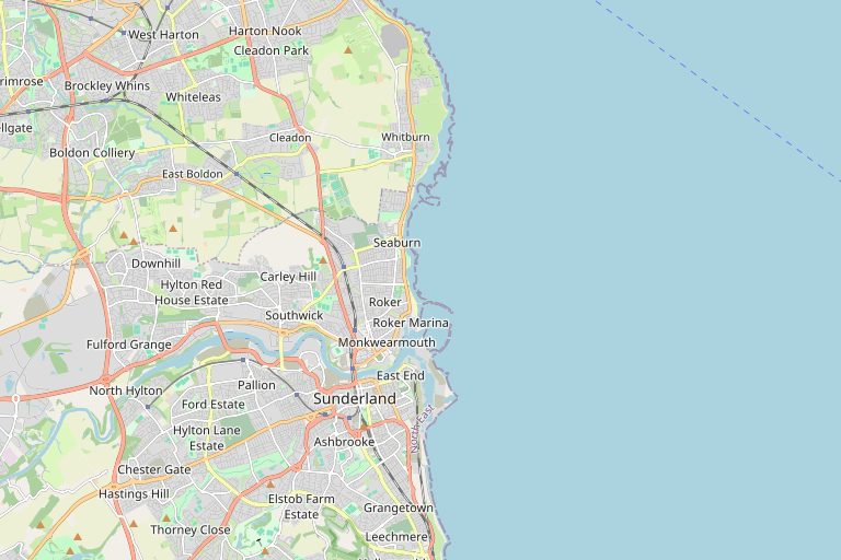 Map of Sunderland and the surrounding area